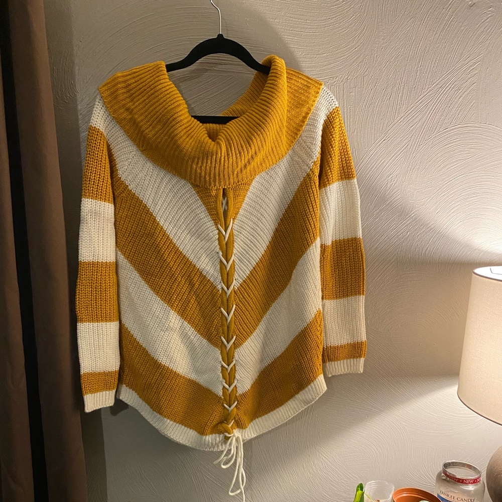 Off the shoulder tie up sweater